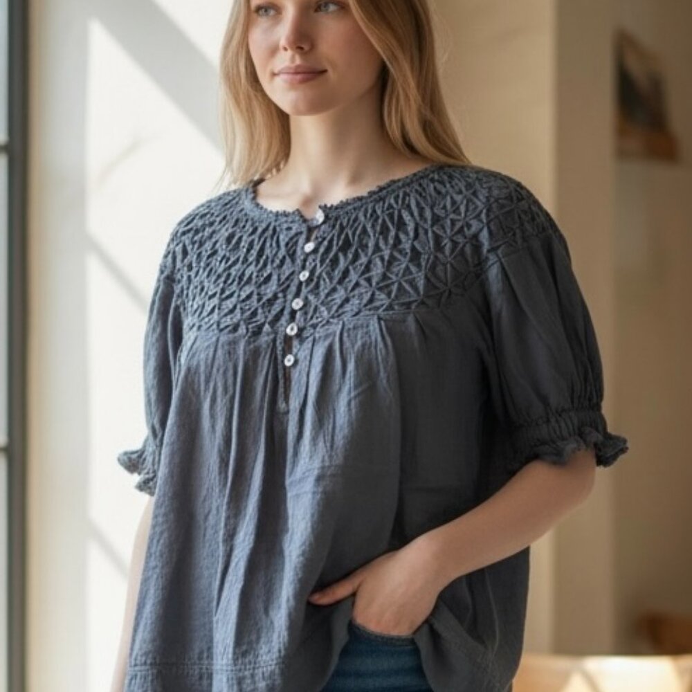 Sundance Lodi Henley with Pineapple Smocking Top